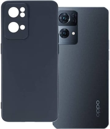 BEING STYLISH - Black Silicon Plain Cases Compatible For Oppo Reno 7 Pro 5G ( Pack of 1 )