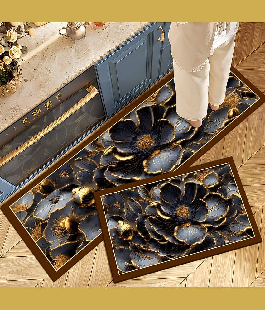 mahek accessories Set of 2 Anti-skid Rubber Door Mat ( 40 X 60 cm ) Assorted