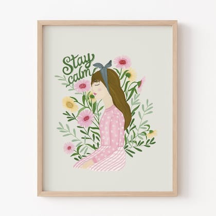Stay Calm Wall Art Frame-8x10 inches / White Frame