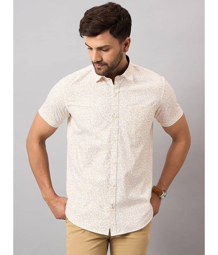 Club York Cotton Blend Regular Fit Printed Half Sleeves Men's Casual Shirt - Off White ( Pack of 1 )