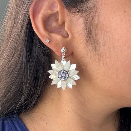 Sterling Sunflower Earrings