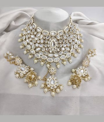Padmavati Bangles White Alloy Necklace Set ( Pack of 1 )