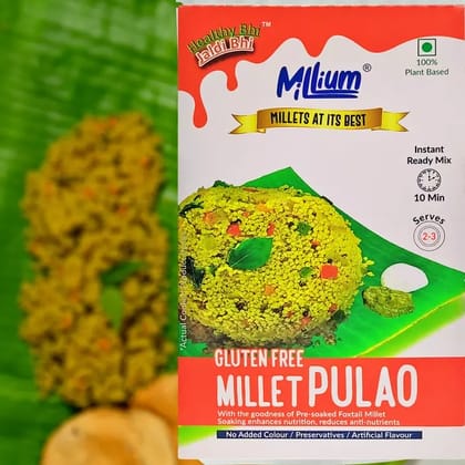 Millium Millet Pulao with Soaked and Solar Dried Foxtail Millet with Carrot Beans and Spices 600g Millium Millet Pulao with Soaked and Solar Dried Foxtail Millet with Carrot Beans and Spices 600g
