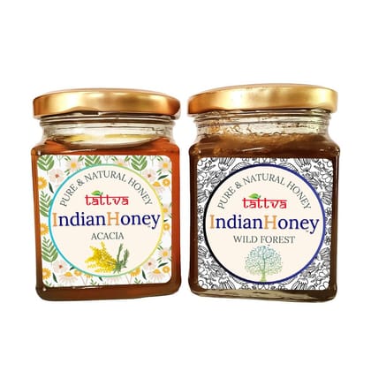 IndianHoney Wild Forest Honey & Rajasthan Acacia Honey Combo Pack (230gm & 230gm)