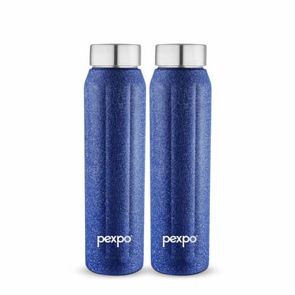 PEXPO Stainless Steel Fridge Water Bottle, 1000 ml, Blue | Eco-Friendly Water Bottle Suitable For Adults & Kids (Pack of 2)