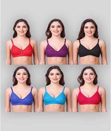Kiran Enterprises Pack of 6 Net Non Padded Women's Everyday Bra ( Multicolor )