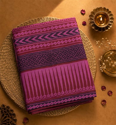 Hand Block Printed Bagh Kosa Silk Saree 