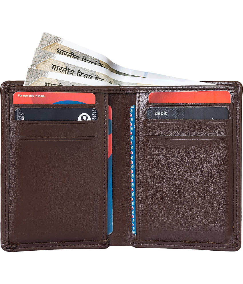 HIDEFLIX PU Solid Men's Regular Wallet With 8 Slots For Card ( Brown , Pack of 1 )