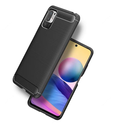 Carbon Fibre Series Shockproof Armor Back Cover for Xiaomi Redmi Note 10T 5G, Poco M3 Pro 5G, 6.5 inch, Black