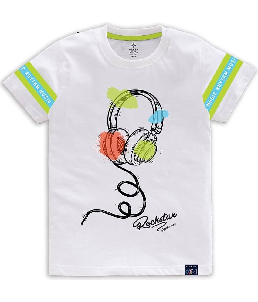 CODEZ Pack of 1 Boys Cotton Blend T-Shirt ( White )