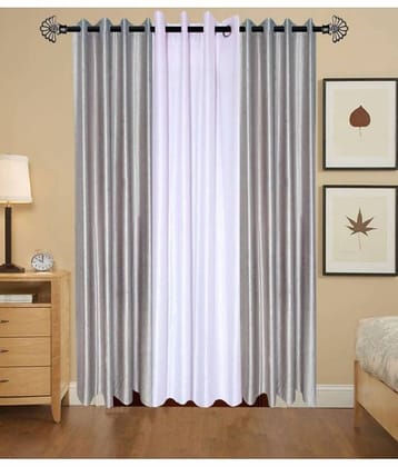 N2C Home Solid Semi-Transparent Eyelet Curtain 9 ft ( Pack of 3 ) - Multicolor