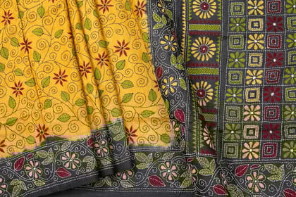 Munga Tussar Kantha Work Silk Sari PT MJ 33