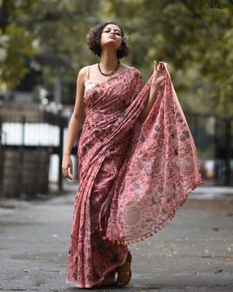 AWESOME LINEN COTTON PRINTED SAREE -1808
