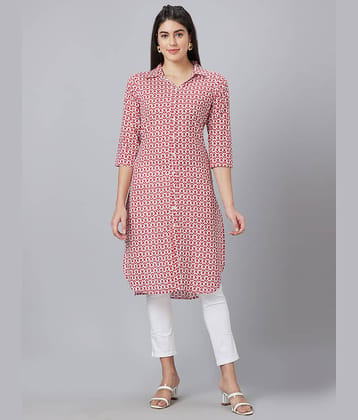 Globus - Off White Cotton Women's Shirt Style Kurti ( Pack of 1 )