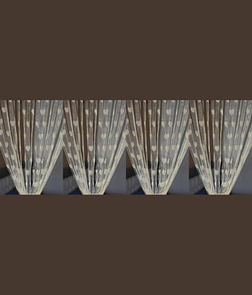Handloomwala Abstract Transparent Rod Pocket Curtain 6.5 ft ( Pack of 4 ) - Cream