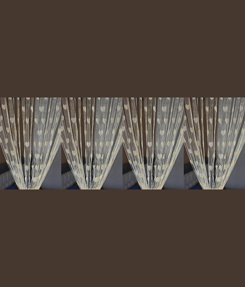 Handloomwala Abstract Transparent Rod Pocket Curtain 6.5 ft ( Pack of 4 ) - Cream