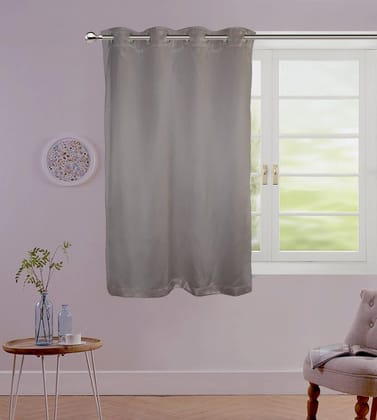 Lushomes Satin Curtains, Grey Satin window curtains, curtains 5 feet, 8 Metal SS Eyelets, 4.5 FT x 5 FT, curtains for window (54 x 60 inches, Single pc)