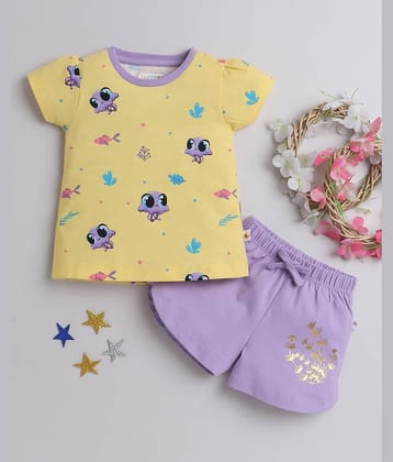 BUMZEE Pack of 1 Baby Girls Cotton T-Shirt & Shorts ( Navy Blue )