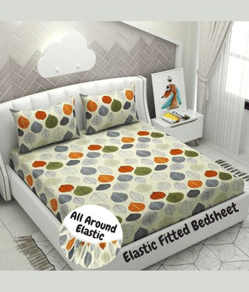 Apala Microfibre Floral 1 Bedsheet with 2 Pillow Covers - Cream