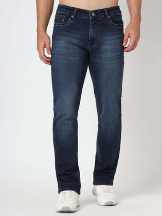Premium Men'S Blue Dark Wash Relaxed Fit Jeans-34