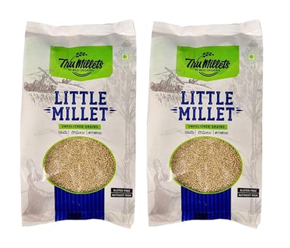 Trumillets Little Millet Whole Grain | Gluten Free | No Chemicals | High Plant Protein and Fibre | Dosa, Uttapam, Dhokla Batter Replacement | Vegan (Each 500 Gm Pack of 2)