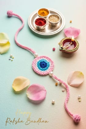 Sakha Handcrafted Pink Evil Eye Rakhi Pack of 1