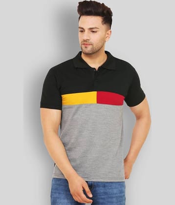 Leotude Pack of 1 Cotton Blend Regular Fit Colorblock Half Sleeves Men's Polo T Shirt ( Grey )