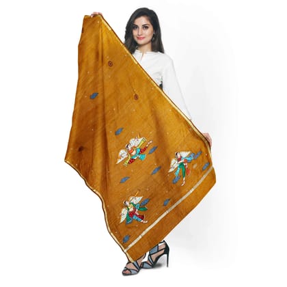 Hand-painted Pari Badika Cotton Silk Dupatta