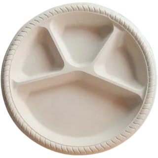 Corn Starch 4 Compartments Plates - 25 Pcs