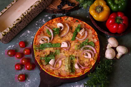 Spinach onion mushroom & cheese pizza 7''