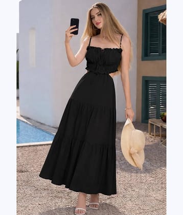 Traquila Women Crepe Fit & Flare Dress ( Black )
