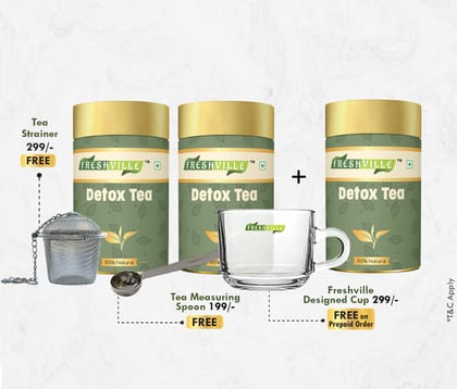 Freshville Lungs Detox Tea | Pure & Natural | Helps In Detoxify the Lungs | Moringa, Rose Petals, Peppermint, Lemongrass, Hibiscus, Cinnamon, Mulethi, Tulsi, Fenugreek, Ginger, Green Tea (50