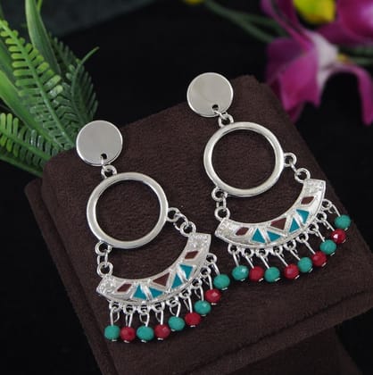 Antique Gold/Silver Plated Multi Coloured Chandelier Earring- AER 3707