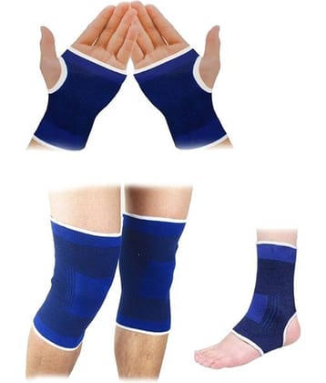 Sahibuy Blue Palm, Ankle and Knee Support - Combo Of 3