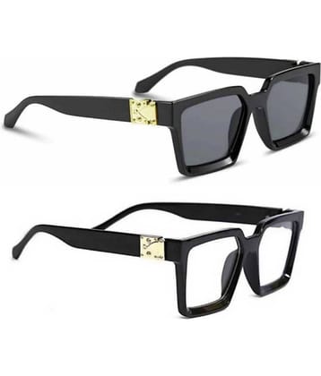 Elligator Black Oval Sunglasses ( Pack of 2 )