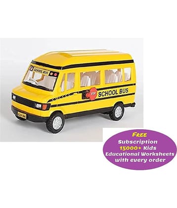 Kidsaholic school bus toy for kids, pull back action back door openable (Free subscription of kids Educational worksheets)
