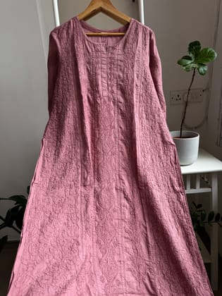 Mul Cotton Rosewood Chikankari Kurti - Bela Collection-Rosewood / cotton / S