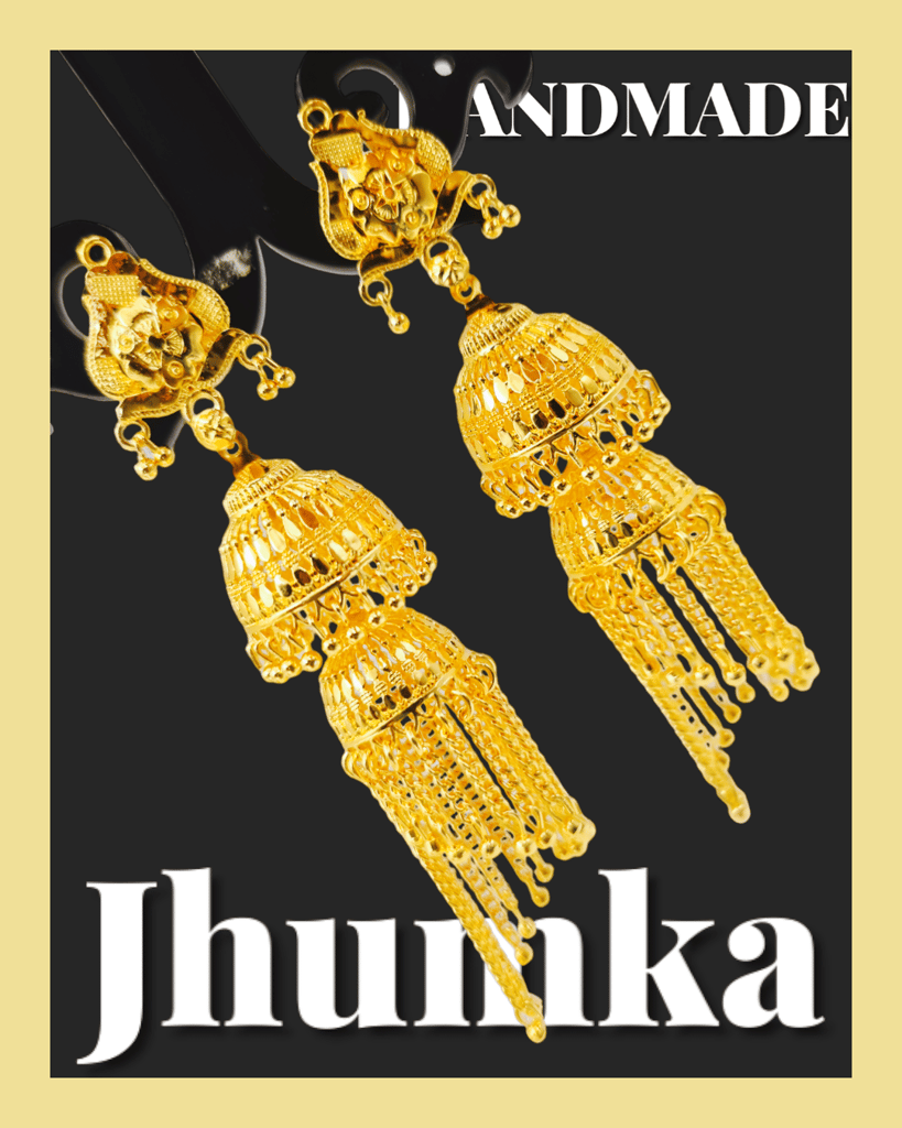 Opulent Gold-Plated Double Curtain Jhumka Earrings – Traditional Indian Bridal Jewelry for Special Occasions