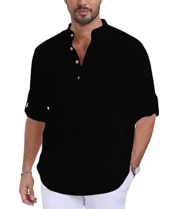 UNI VIBE Black Cotton Men's Shirt Style Kurta ( Pack of 1 )