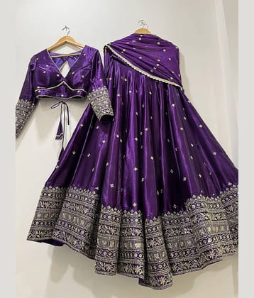 Trijal Fab Yellow Chiffon Circular Semi Stitched Lehenga Single