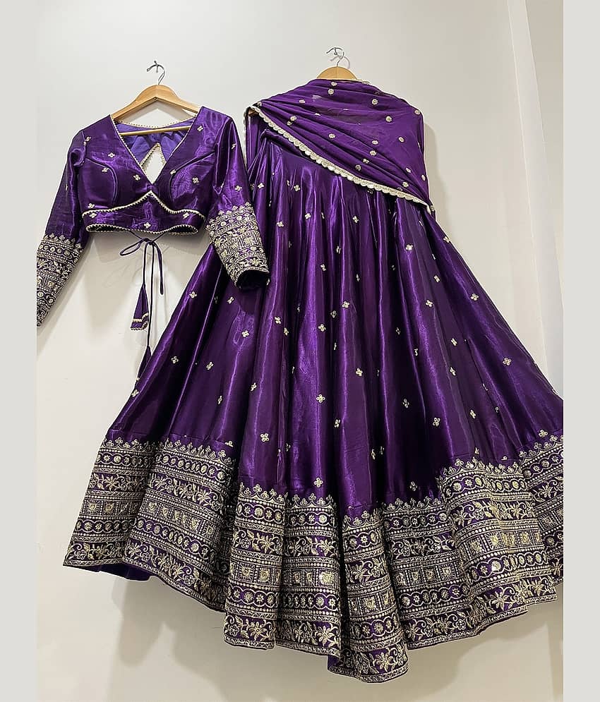 Trijal Fab Yellow Chiffon Circular Semi Stitched Lehenga Single