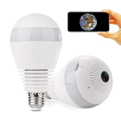 1080P Light Bulb WiFi Panoramic IP Security Surveillance System Camera with IR Motion Detection, Night Vision, 2-Way Audio for Home, Offices (Pack of 3)