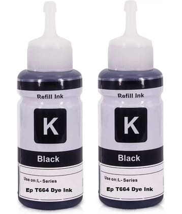 TEQUO T664 Ink For L130 Black Pack of 2 Cartridge for L220/ L550/ L355/ L110/ L210/ L300/ L360/ L350/ L380/ L100/ L200/ L565/ L555/ L130/ L1300