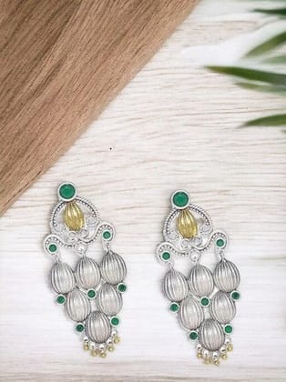 Dangle Earring Oxidised Dual Plating