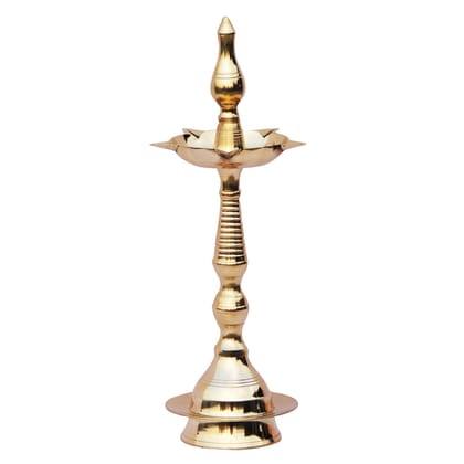 Brass Kerala Fancy Deepak, Oil Lamp No. 11  - Premium Brass Diya for Temple Lighting, Height : 13.9 Inch (FMAS642 E)