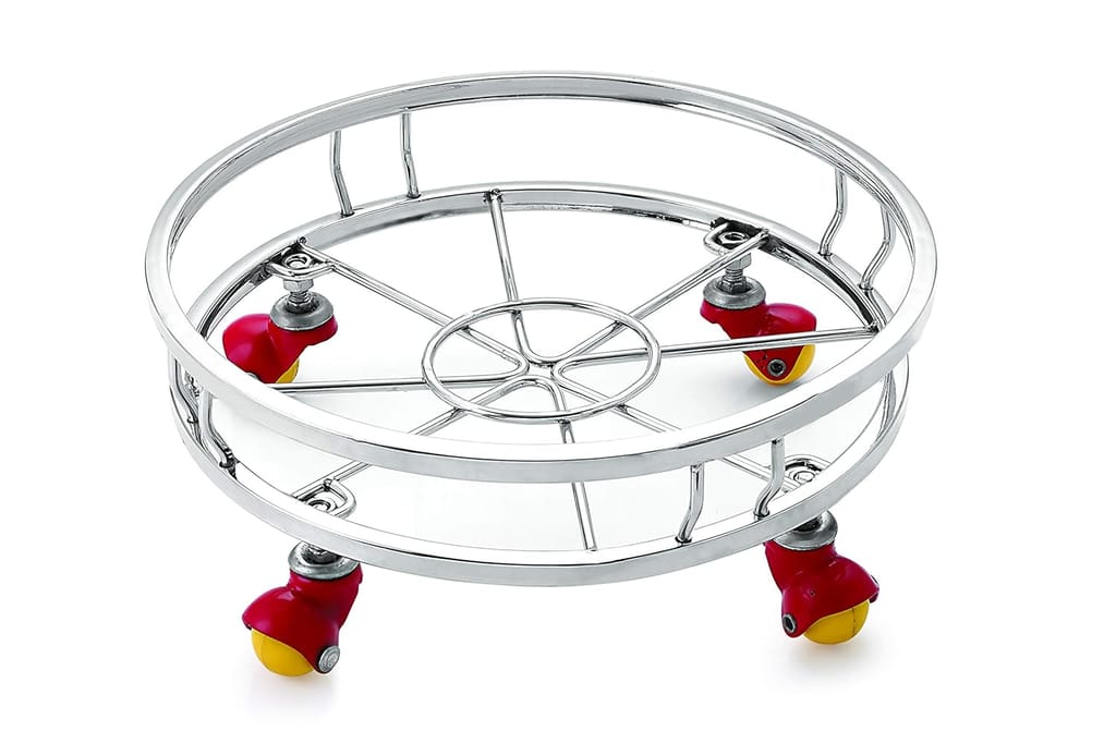 Stainless Steel Gas Cylinder Trolley with Wheels | Gas Trolly | Lpg Cylinder Stand | Gas Trolly Wheel | Gas Trolley Stainless Steel | Cylinder Trolley with Wheels | Cylinder Wheel Stand | - Electricals | Buy online on ZillyBuy