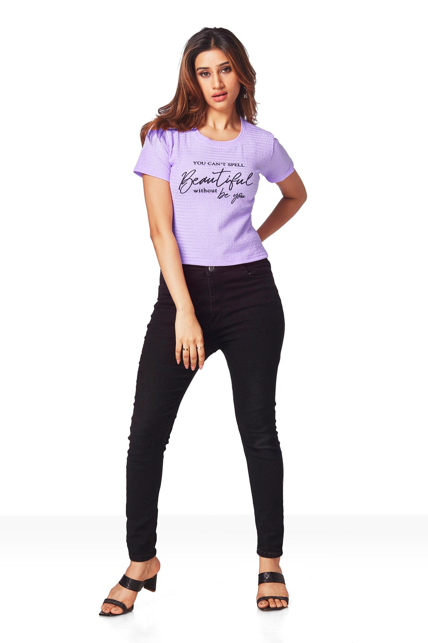 Chest Printed T-shirts - Purple-PURPLE / L