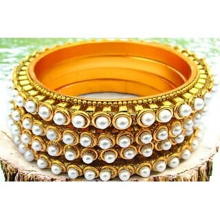 Omsar Jewelry Copper Gold-plated Kada (Pack of 4)