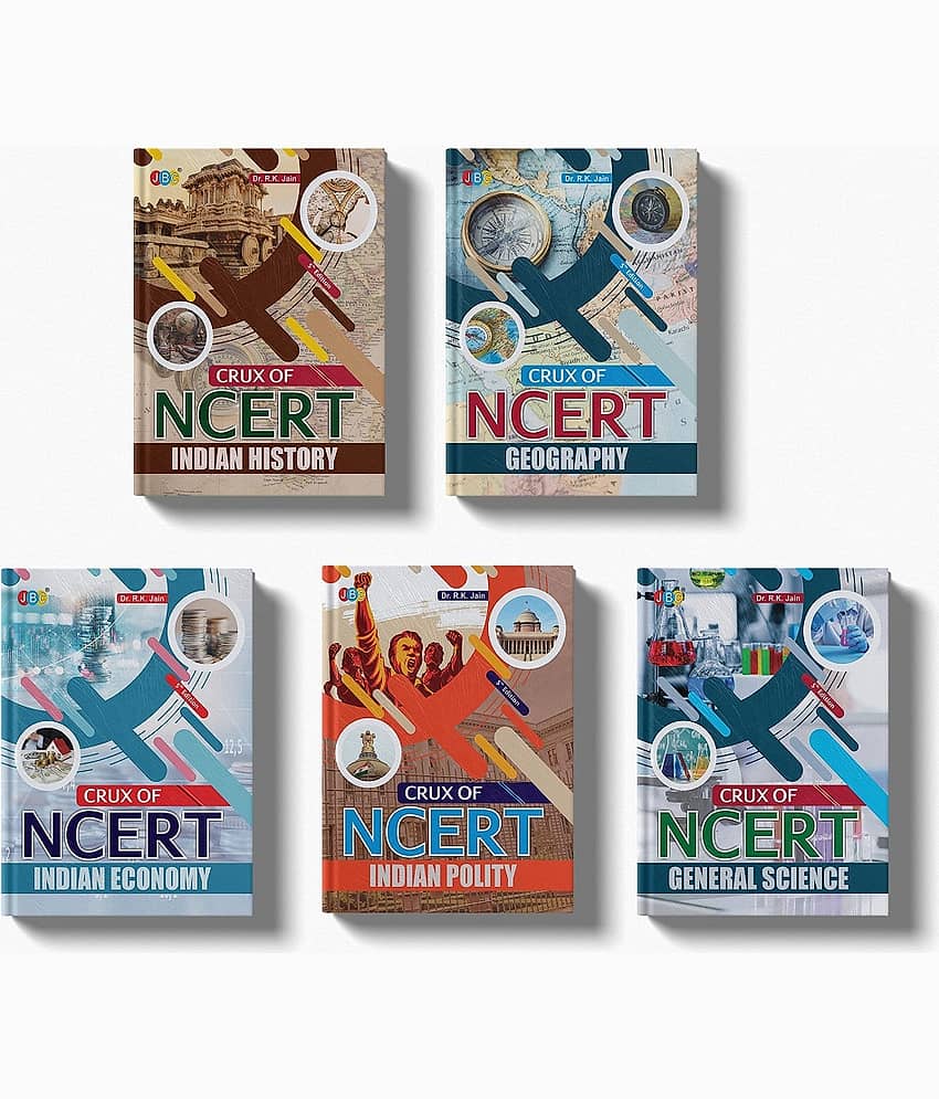 2023 English Crux Of NCERT- Set Of 5 NCERT Books For UPSC, Indian History, Geography, Indian Polity, Indian Economy, General Science, Learn Class VI - XII NCERT In One Day With This UPSC Books Combo