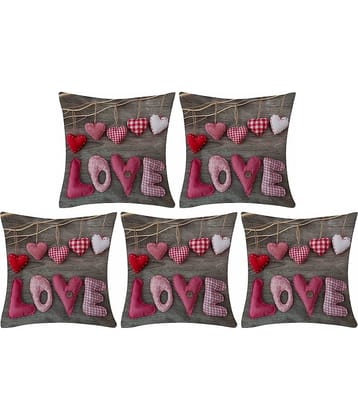 Home Style Set of 5 Jute Cushion Covers 40X40 cm (16X16)